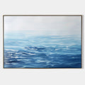 Original hand painted deep blue ocean waves oil painting canvas wall art, nordic scandinavian minimalist elegant luxury coastal modern