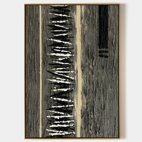 Original hand painted charcoal black white textured abstract oil painting canvas wall art, nordic scandinavian minimalist elegant luxur