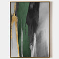 Original hand painted forest green black gold abstract oil painting canvas wall art, nordic scandinavian elegant luxury modern living r