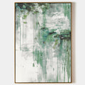 Original hand painted sage green abstract oil painting canvas wall art, dripping botanical nordic scandinavian elegant luxury modern li