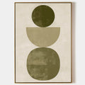 Original hand painted olive green geometric circles abstract oil painting canvas wall art, nordic scandinavian minimalist elegant luxur