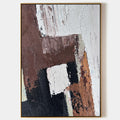 Original hand painted sienna brown black white geometric abstract oil painting canvas wall art, modern nordic scandinavian elegant luxu