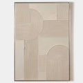 Original hand painted ivory cream textured geometric arch oil painting canvas wall art, nordic scandinavian minimalist elegant luxury m