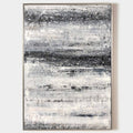 Original hand painted monochrome abstract oil painting, layered charcoal black grey white textured canvas, nordic scandinavian elegant