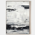 Original hand painted black white grey abstract oil painting canvas wall art, nordic scandinavian minimalist elegant luxury modern livi