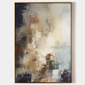 Original hand painted abstract oil painting warm amber charcoal ivory glowing light canvas wall art elegant luxury nordic scandinavian