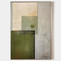 Original hand painted sage green grey geometric abstract oil painting canvas wall art, nordic scandinavian minimalist elegant luxury mo