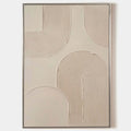 Original hand painted ivory textured arch abstract oil painting canvas wall art, nordic scandinavian minimalist elegant luxury modern l