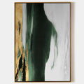 Original hand painted emerald green gold white abstract oil painting canvas wall art, nordic scandinavian elegant luxury modern home de
