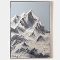Original hand painted white charcoal mountain oil painting canvas wall art, nordic scandinavian minimalist elegant luxury modern living