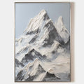 Original hand painted white grey mountain oil painting canvas wall art, nordic scandinavian minimalist elegant luxury modern living roo
