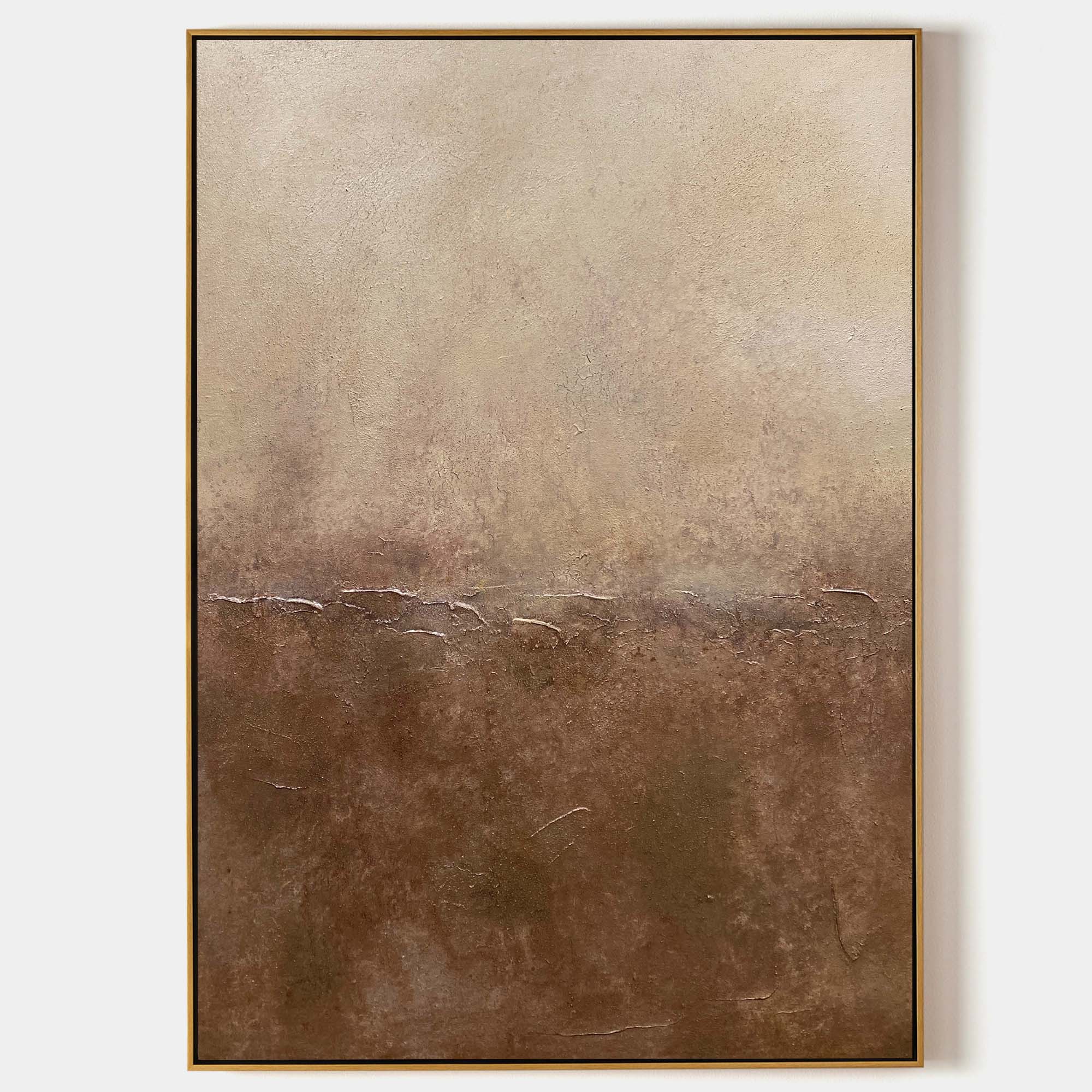 Original hand painted sienna brown taupe abstract oil painting canvas wall art, nordic scandinavian minimalist elegant luxury modern li