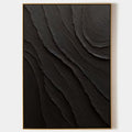 Original hand painted black abstract oil painting canvas, deep textured wave ridges, nordic scandinavian minimalist elegant luxury mode