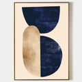 Original hand painted navy blue gold geometric abstract oil painting canvas wall art, nordic scandinavian minimalist elegant luxury mod