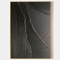 Original hand painted black charcoal abstract oil painting canvas wall art, raised texture ridges, nordic scandinavian minimalist elega