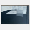 Original hand painted navy grey geometric abstract oil painting canvas wall art, nordic scandinavian minimalist elegant luxury modern h