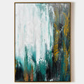 Original hand painted teal gold black abstract oil painting canvas wall art, modern nordic scandinavian elegant luxury living room inte