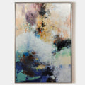 Original hand painted abstract oil painting, deep navy blue ivory gold teal textured canvas wall art, modern scandinavian elegant luxur