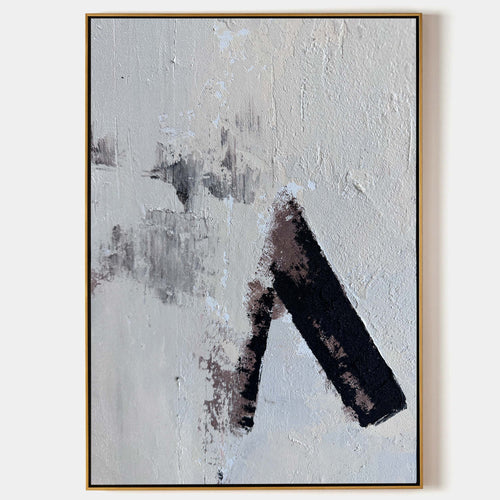 Original hand painted grey abstract oil painting bold dark brushstroke textured canvas wall art nordic scandinavian minimalist elegant