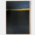 Original hand painted black navy gold horizon abstract oil painting canvas wall art, nordic scandinavian minimalist elegant luxury mode