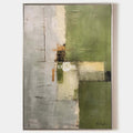 Original hand painted sage green grey abstract oil painting canvas wall art, textured geometric nordic scandinavian elegant luxury mode