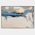 Original hand painted blue ivory abstract coastal oil painting canvas wall art, nordic scandinavian minimalist elegant luxury modern li