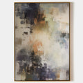 Hand painted original abstract oil painting canvas, charcoal black amber ivory textured brushwork, elegant luxury modern nordic scandin