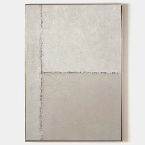 Original hand painted ash grey minimalist oil painting canvas wall art, raised textural lines nordic scandinavian elegant luxury modern