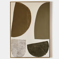 Original hand painted olive khaki grey organic shapes abstract oil painting canvas wall art, nordic scandinavian minimalist elegant lux