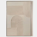 Original hand painted ivory linen textured geometric arch oil painting canvas wall art, nordic scandinavian minimalist elegant luxury m