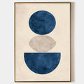 Original hand painted navy blue geometric abstract oil painting canvas wall art, nordic scandinavian minimalist elegant luxury modern l