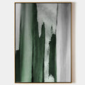 Original hand painted emerald green grey abstract oil painting canvas wall art, nordic scandinavian minimalist elegant luxury modern li
