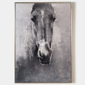 Original hand painted dark horse abstract oil painting canvas wall art, nordic scandinavian elegant luxury modern living room interior