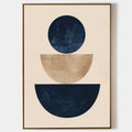 Original hand painted navy blue gold geometric abstract oil painting canvas wall art, nordic scandinavian minimalist elegant luxury mod