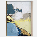 Original hand painted teal blue gold abstract oil painting canvas wall art, nordic scandinavian elegant luxury modern living room inter