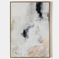Original hand painted ivory charcoal abstract oil painting canvas wall art, nordic scandinavian minimalist elegant luxury modern living