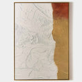 Original hand painted crimson red gold ivory textured abstract oil painting canvas wall art, nordic scandinavian elegant luxury modern