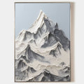 Original hand painted white grey mountain oil painting canvas wall art, nordic scandinavian minimalist elegant luxury modern living roo