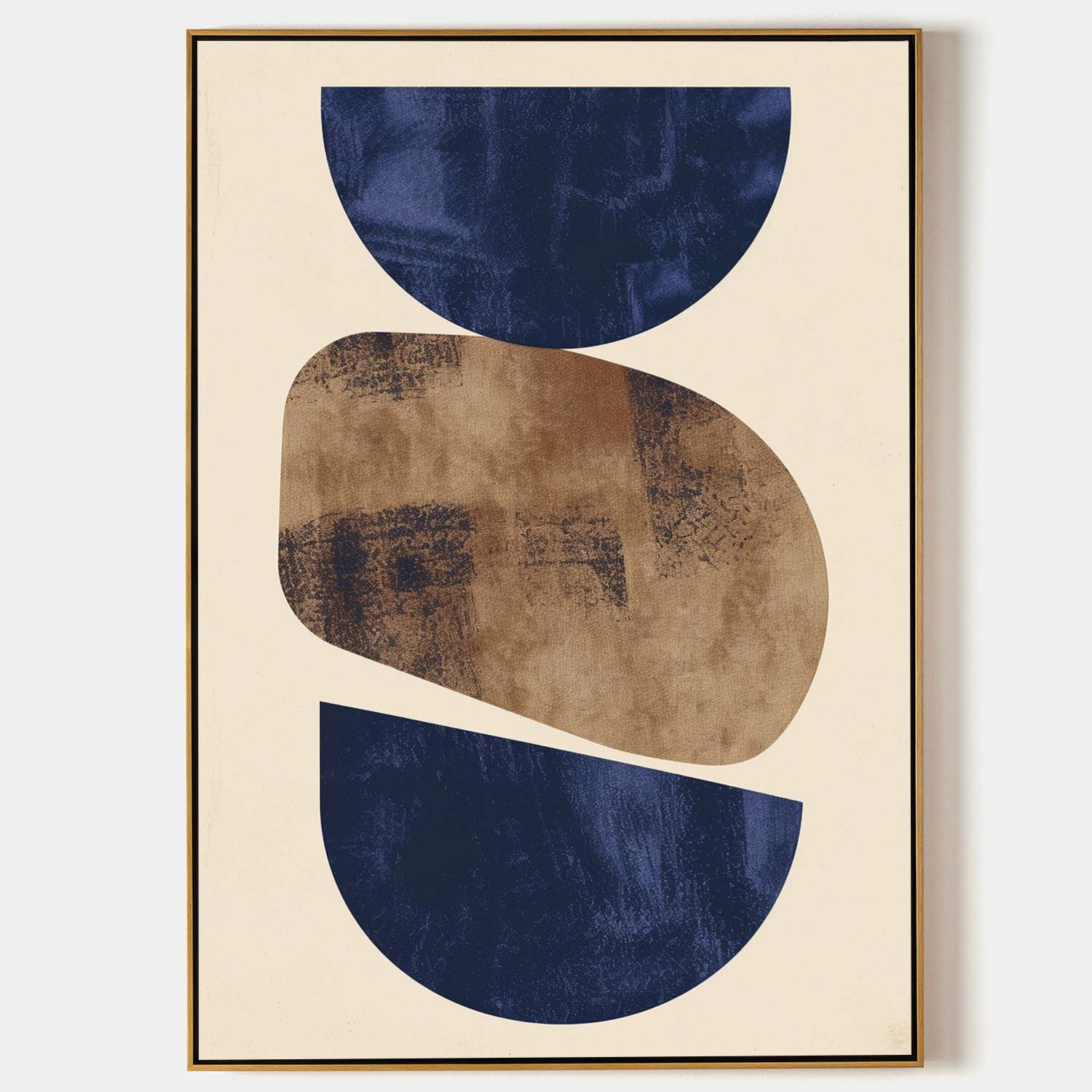Original hand painted navy blue geometric abstract oil painting canvas wall art, scandinavian nordic minimalist elegant luxury modern h