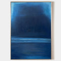 Original hand painted deep navy blue abstract ocean oil painting canvas wall art, nordic scandinavian minimalist elegant luxury modern