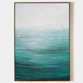 Original hand painted teal ombre abstract ocean oil painting canvas wall art, nordic scandinavian minimalist elegant luxury modern coas