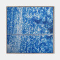 Original hand painted cobalt blue abstract oil painting canvas wall art, white splatter silver horizon coastal nordic scandinavian eleg