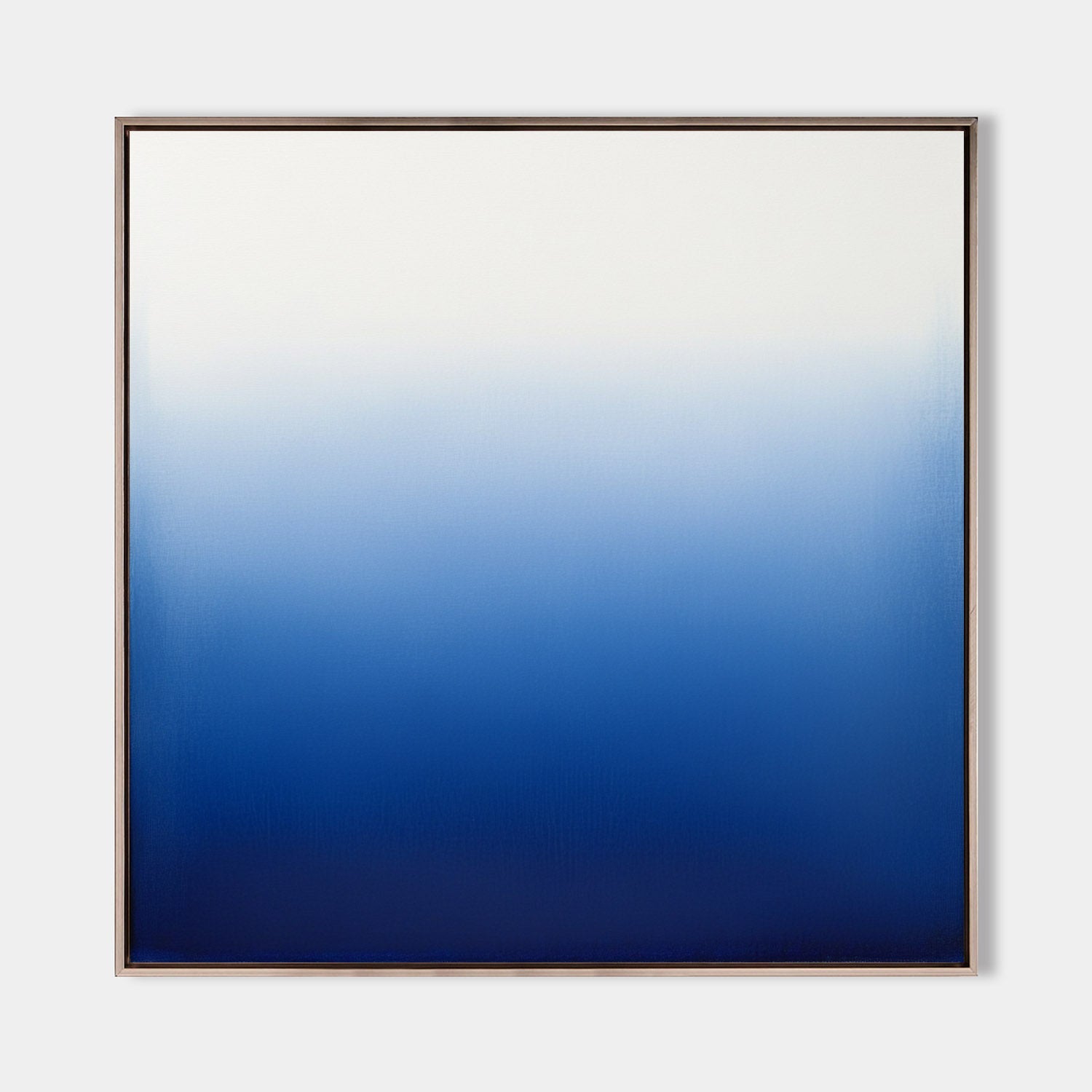 Original hand painted cobalt blue white ombre gradient abstract oil painting canvas wall art, nordic scandinavian minimalist elegant lu