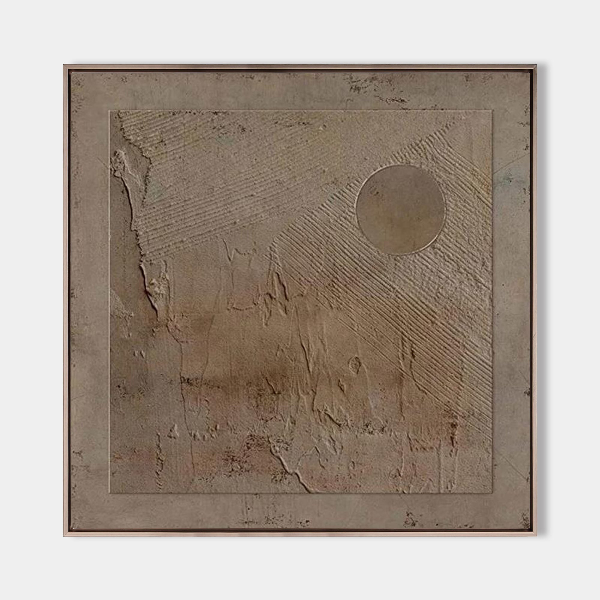 Original hand painted taupe brown textured abstract desert oil painting canvas wall art, nordic minimalist elegant luxury modern living