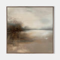 Original hand painted misty taupe ivory abstract landscape oil painting canvas wall art, nordic scandinavian elegant luxury modern livi