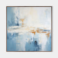 Original hand painted blue white amber abstract coastal oil painting canvas wall art, nordic scandinavian minimalist elegant luxury mod