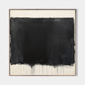 Original hand painted black abstract oil painting canvas, bold onyx block with dripping edges on ivory, minimalist nordic scandinavian