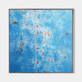 Original hand painted sky blue abstract oil painting canvas wall art, textured coastal nordic scandinavian minimalist elegant luxury mo