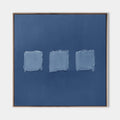 Original hand painted navy blue abstract oil painting three textured squares canvas wall art nordic scandinavian minimalist elegant lux