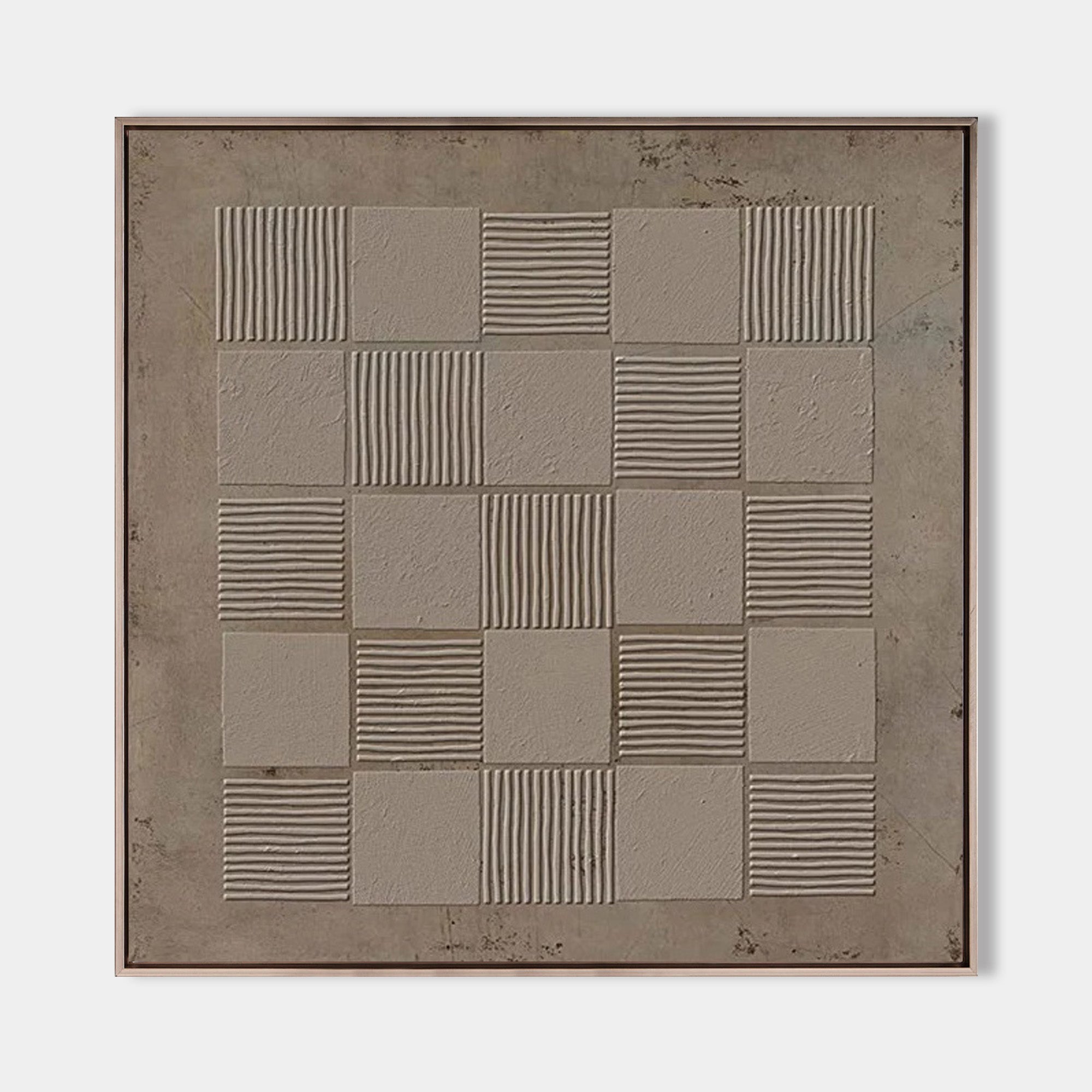 Original hand painted sand beige geometric textured oil painting canvas wall art, nordic scandinavian minimalist elegant luxury modern